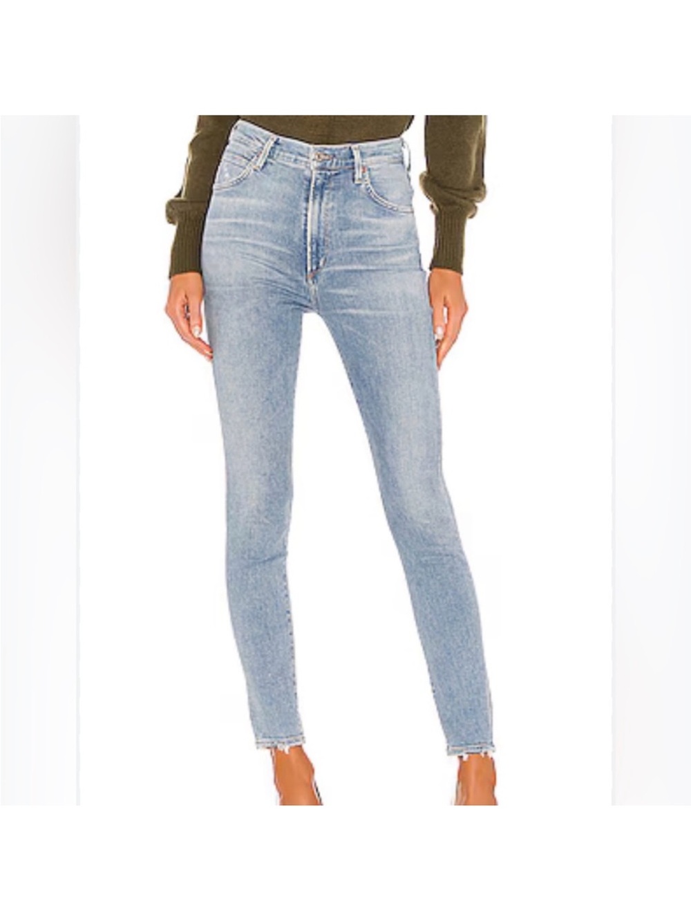 Chrissy High-Rise Straight Light Blue Skinny Jeans size 28